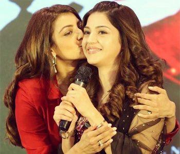 Kajal Aggarwal kisses Mehrene Kaur Pirzada