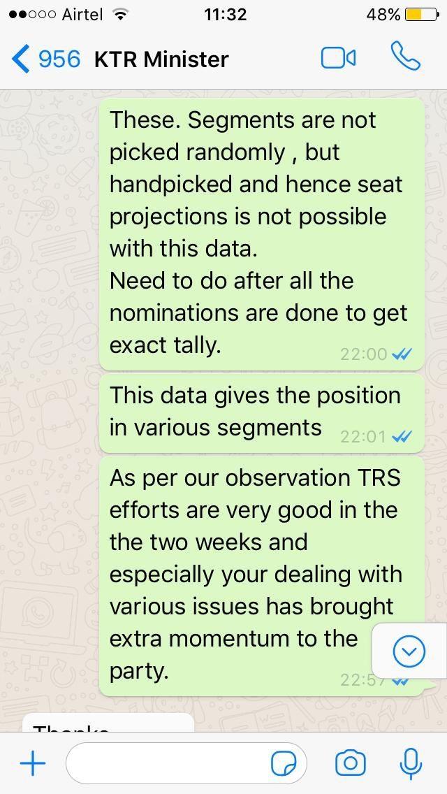 Lagadapati Rajagopal - KTR - WhatsApp Conversation