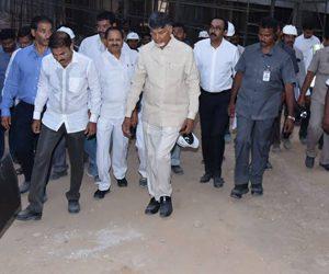 Chandrababu Naidu Visits Under Constrution TDP office in Amaravati