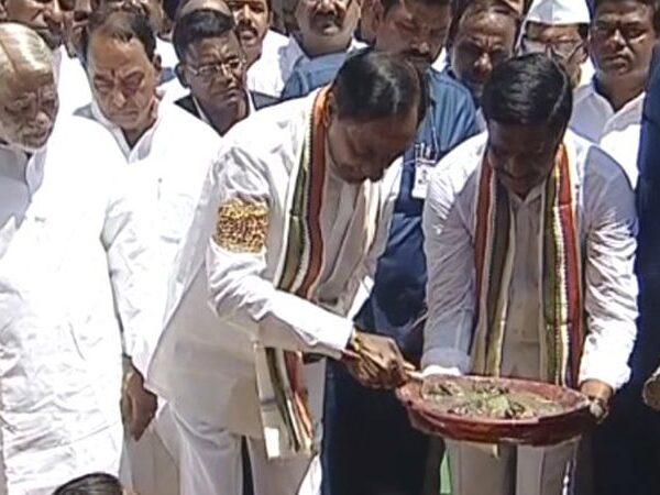 Foundation Stone Laid for TS New Secretariat, Harish Rao Attends