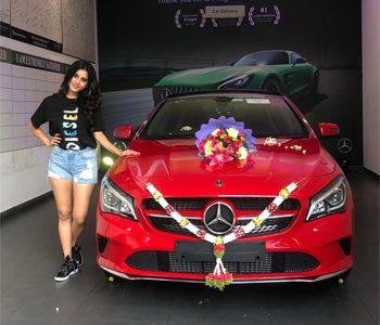 Nabha-Natesh-Mercedes-benz-red-car-