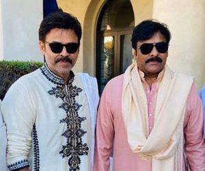 Chiranjeevi and Venkatesh at a Private Wedding