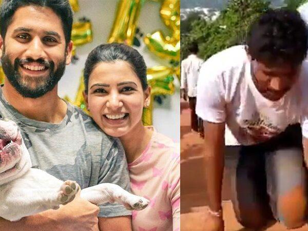 Naga Chaitanya Akkineni fan sagar went to Simhachalam temple on knees