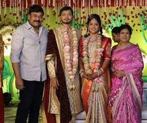 Chiranjeevi and Venkatesh at Journalist Prabhu Daughter Wedding