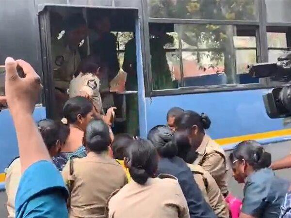 High Tension in Amaravati as Police Try to Arrest Women