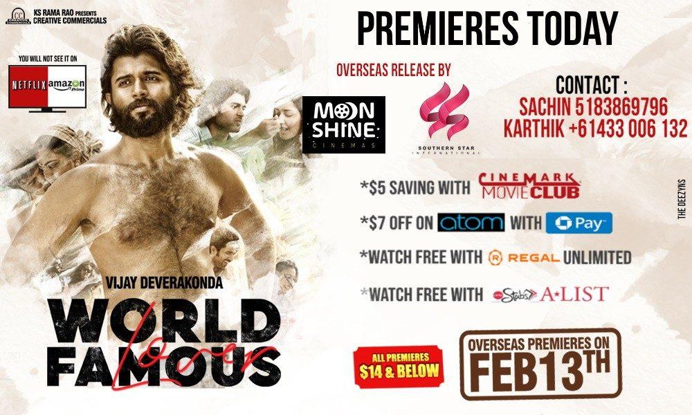 “World Famous Lover Overseas Premieres Today”