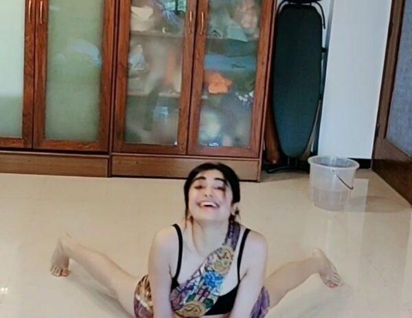 Hot Actress Adah Sharma Cleaning House with Creative Yoga 