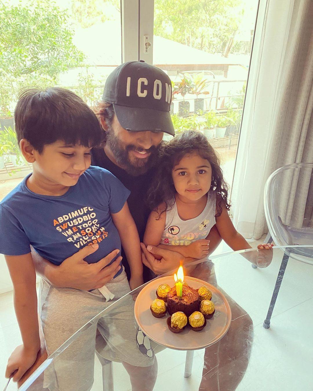 Pic Talk: Allu Arjun Celebrating Landmark With Kids