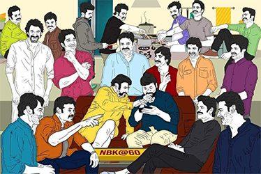 NBK60---Chiranjeevi-Feeding-Cake-to--Balayya-with-Bunch-of-Heroes