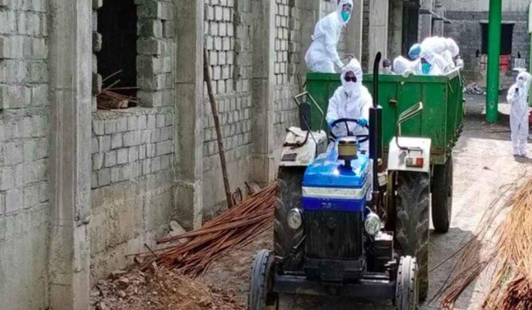 coronavirus dead body in tractor