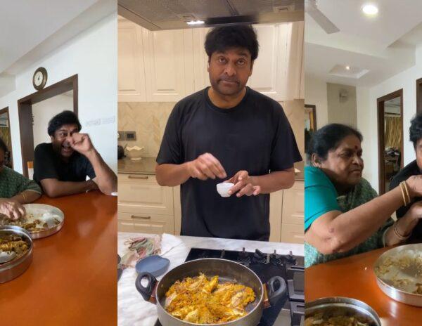 Chiranjeevi Serving Mom - Her Own Recipe Chintackaya chinna chepalu