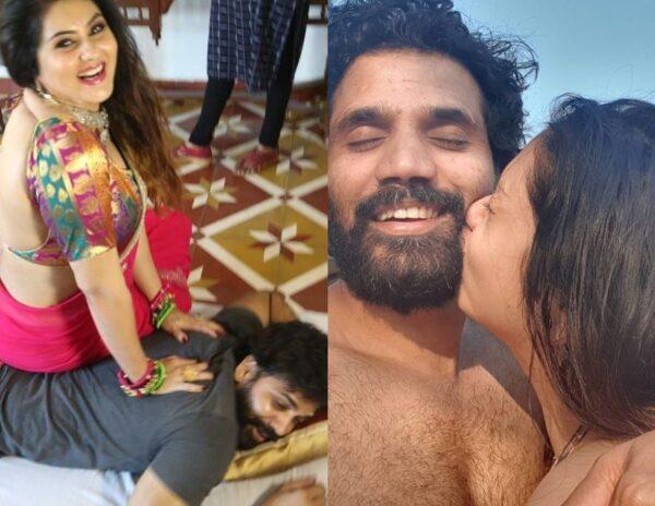 Namitha sits on hubby