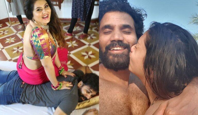 Namitha sits on hubby