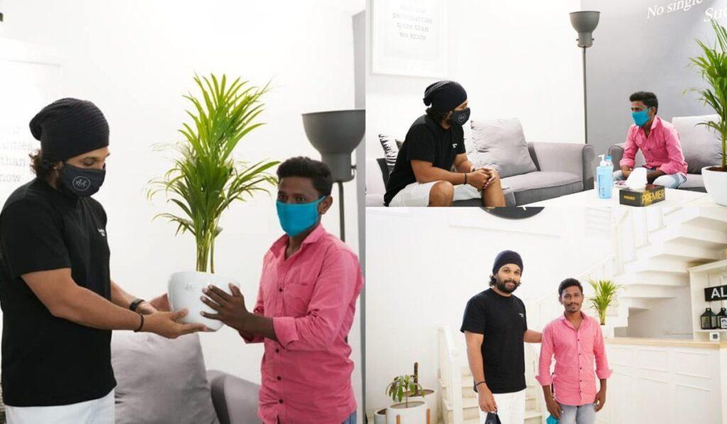 Allu Arjun met his fan who came walking for over 200 kms (1)