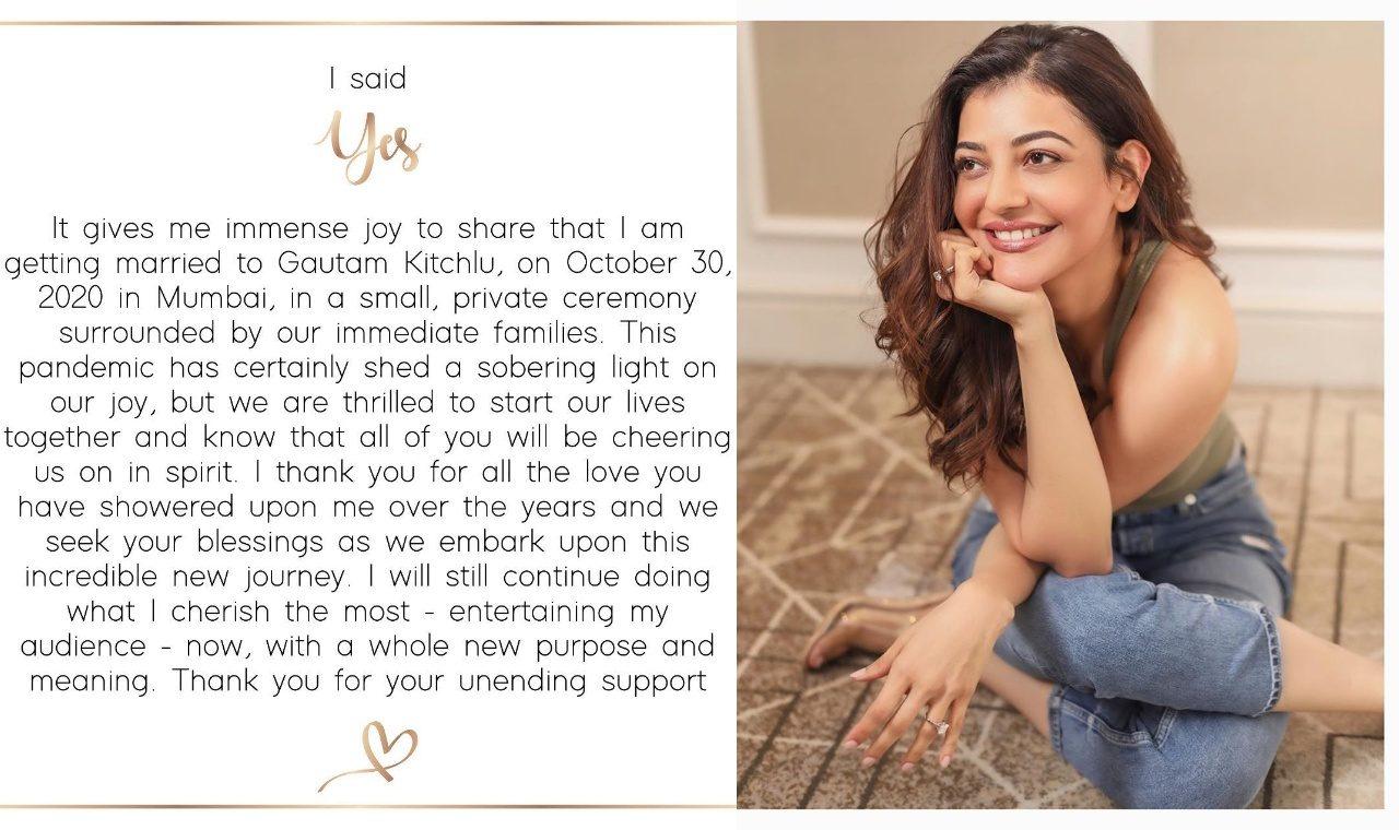 Kajal Makes it Official About Marriage and Beau