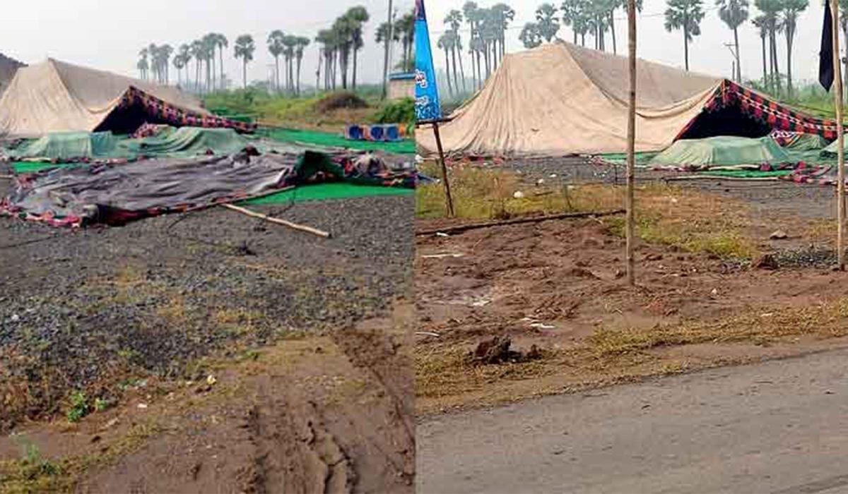 Amaravati - Mandaddam tent collapsed