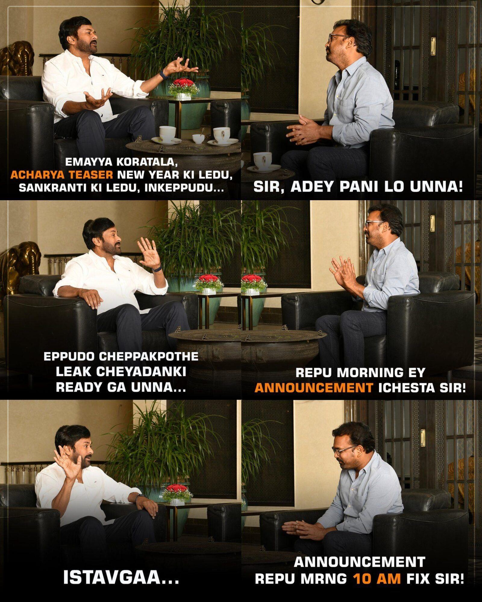 Hilarious! Chiranjeevi’s Self-Satire To Give Acharya's Teaser Update