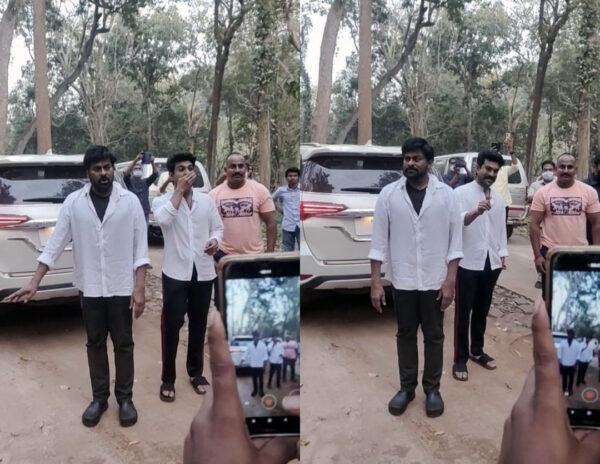 Acharya working still Chiranjeevi Ram Charan
