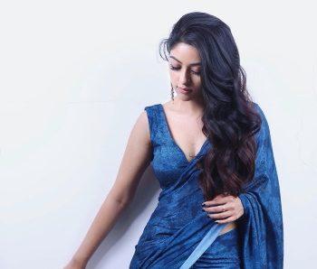 Anu Emmanuel Blue Saree Photos