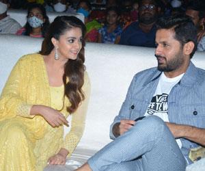Nithiin & Keerthy Suresh at Rang De Grand Release Event