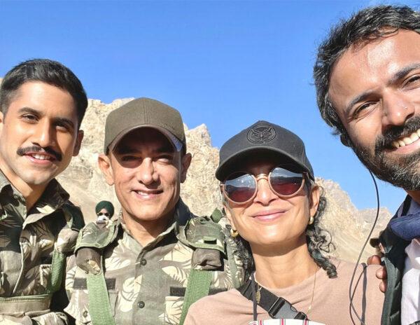 Aamir Khan Kiran Rao Along With Naga Chaitanya Laal Singh Chaddha Sets
