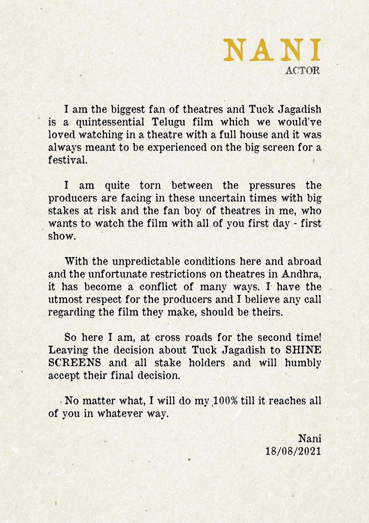 Nani Press Note