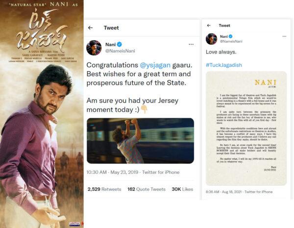 Nani tweets YS JAGAN Tuck Jagadish