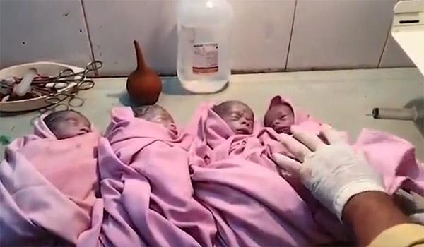 Watch: Woman Delivers Four Babies In A Single Delivery