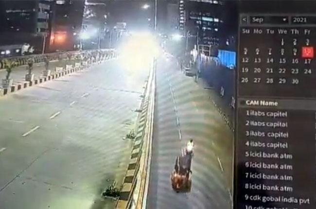 Sai Dharam Tej Accident CCTV Visuals Video