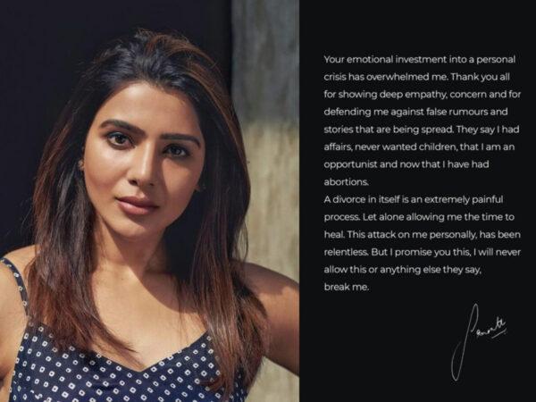 I Will Never Allow This To Break Me: Samantha