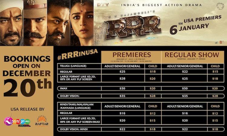 The massive USA ticket booking for RRR opens on 20th Dec