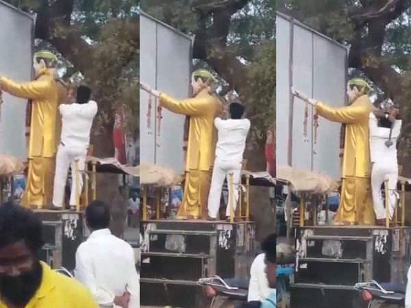 NTR -statue destroying in AP