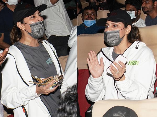 Upasana konidela enjoying watching RRR Movie