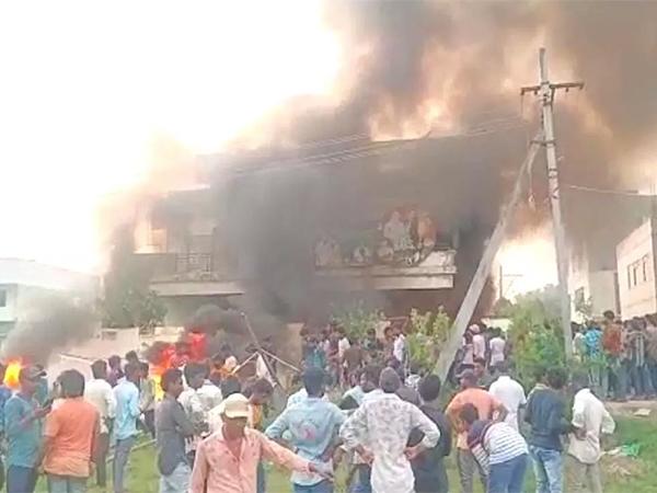 Minister Viswarup house on fire