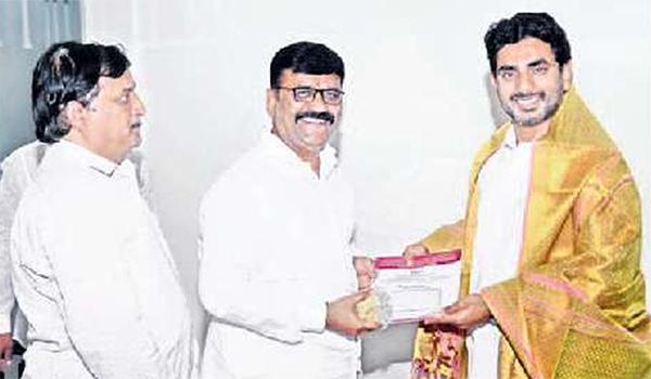 invitation to Nara Lokesh for Raghavendra Swamy Aradhonotsavam