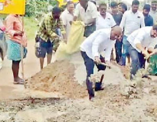TDP mandal president Boppana Sudhakar comments roads in ap