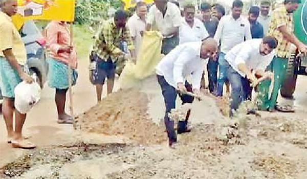 TDP mandal president Boppana Sudhakar comments roads in ap