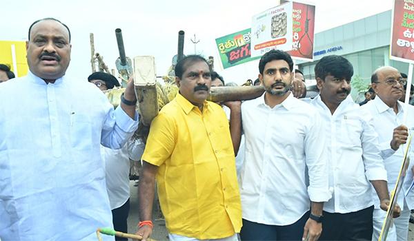 Nara Lokesh Kinjarapu Atchannaidu Nimmala Ramanaidu Rally