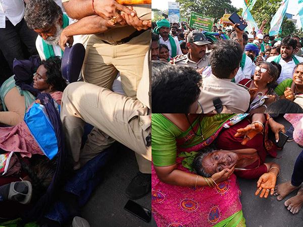 Amaravati Farmers Mahapadayatra stopped by Police at Pasalapudi