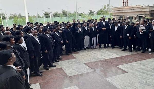 AP Highcourt Advocates Protest due to judges transfer