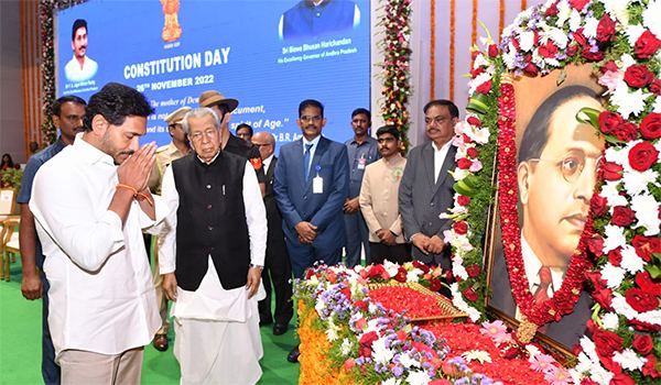 Governor Biswabhushan Harichandan CM YS Jagan participated in Constitution Day program