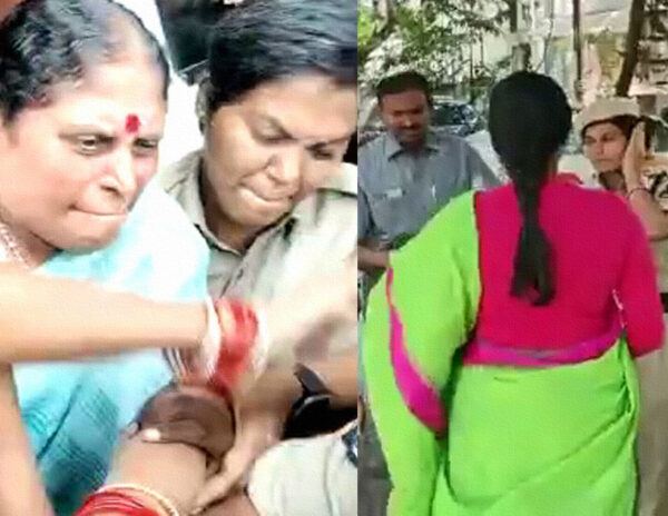 YS-Sharmila--YS-Vijayamma-Slaps-Telangana-Women-Police-Constable