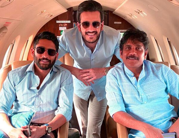 Nagarjuna with sons Chaitanya Akhil photos