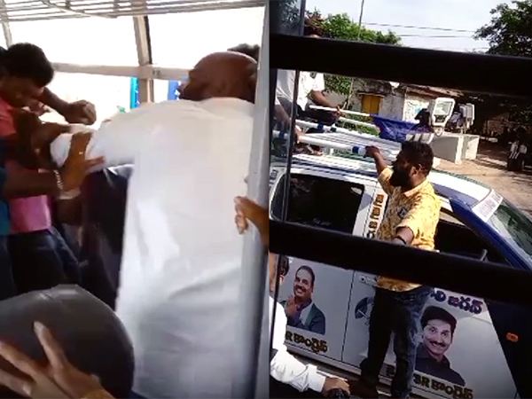 YCP Cadre Attacks Amara Raja Bus