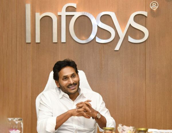 Zero Contribution But Jagan Pastes Sticker On Infosys!