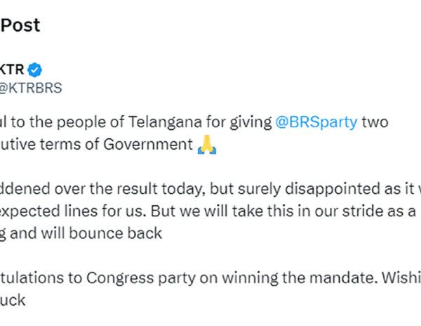 KTR-Tweet-BRS-Lost