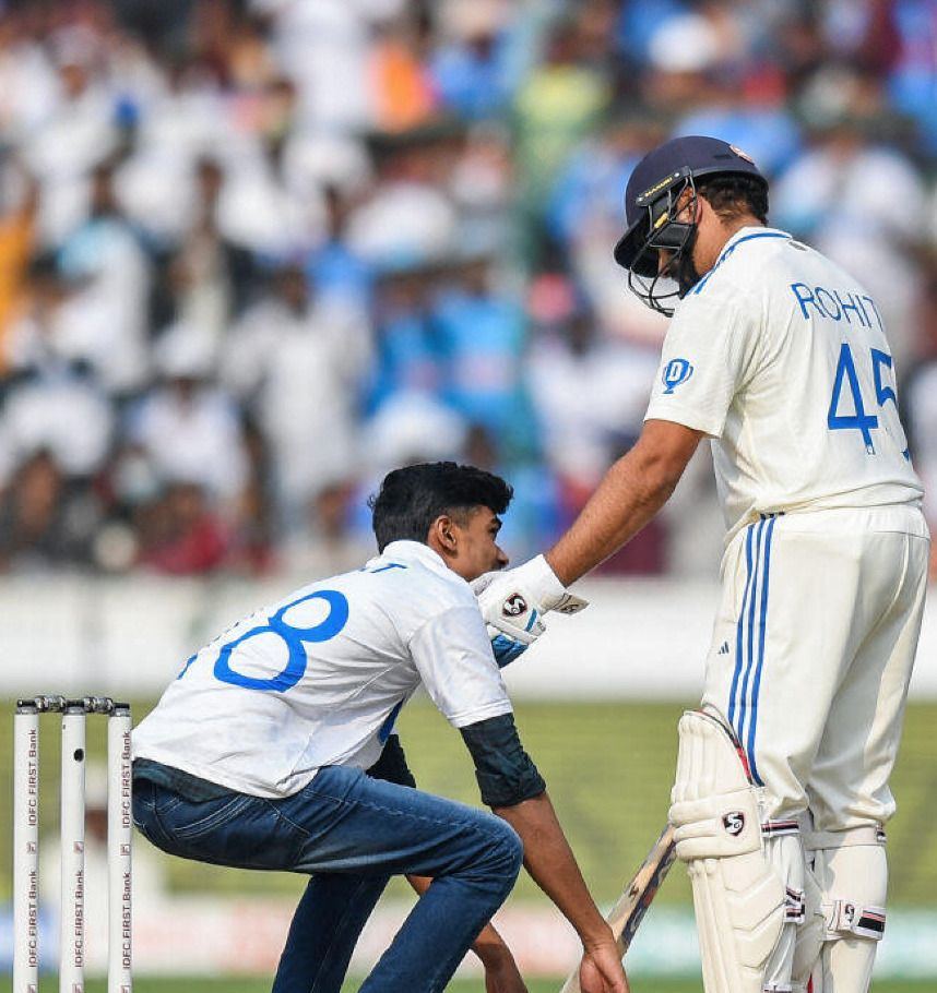 Hyderabad Match: Fan Touches Rohit's Feet