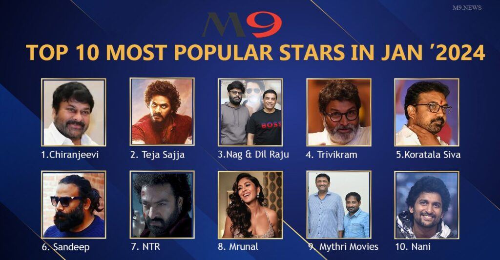 M9 News Top 10 Most Popular Stars In Jan 2024