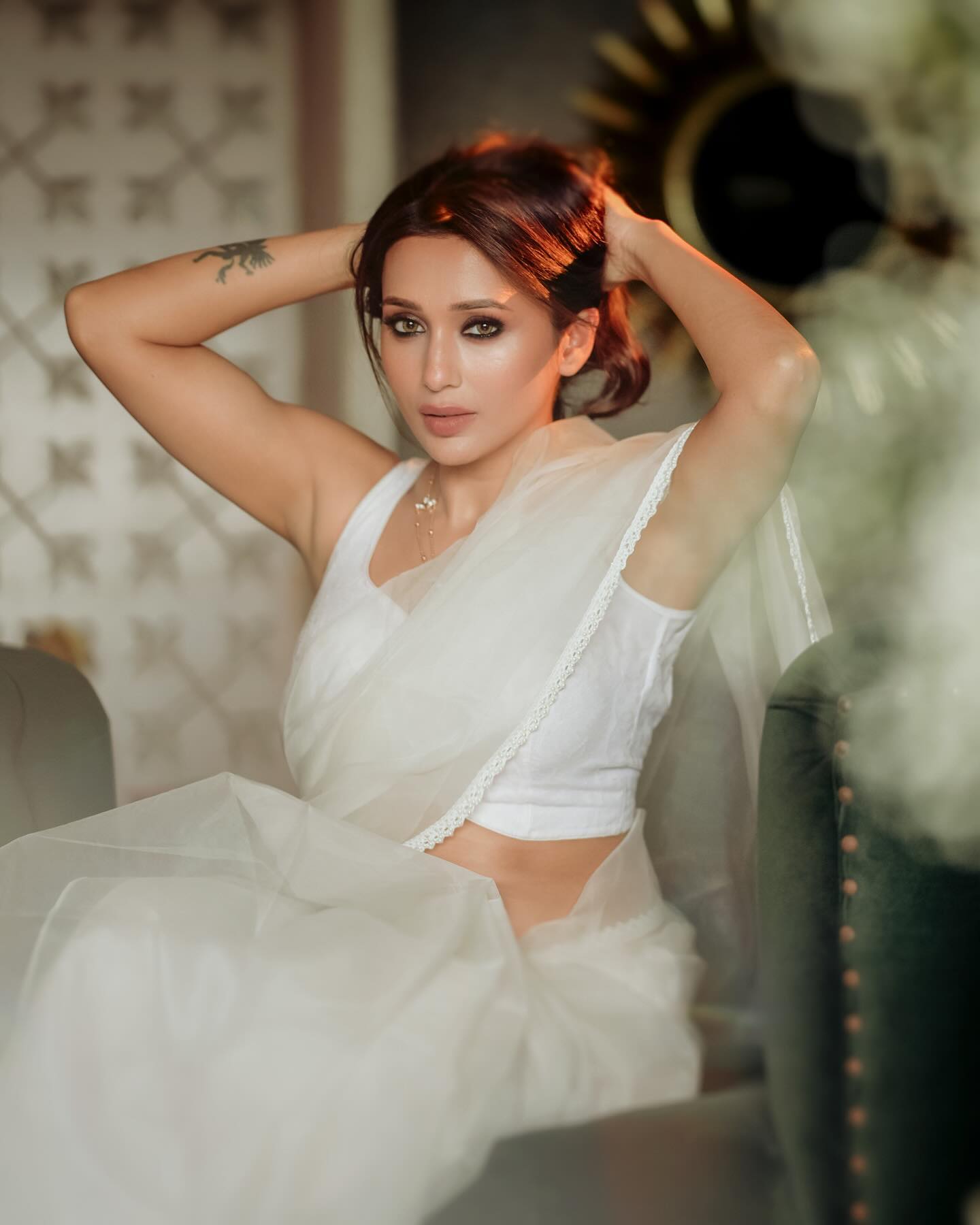 Pic Talk: White Saree On Beautiful Actress Mimi Chakraborty