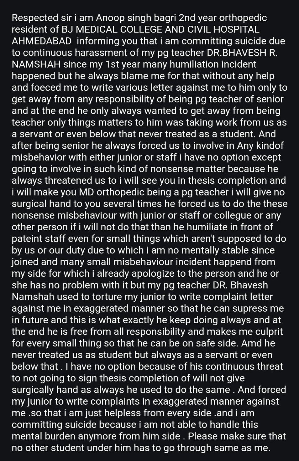 Toxic Medical Teacher Forces Student to Suicide